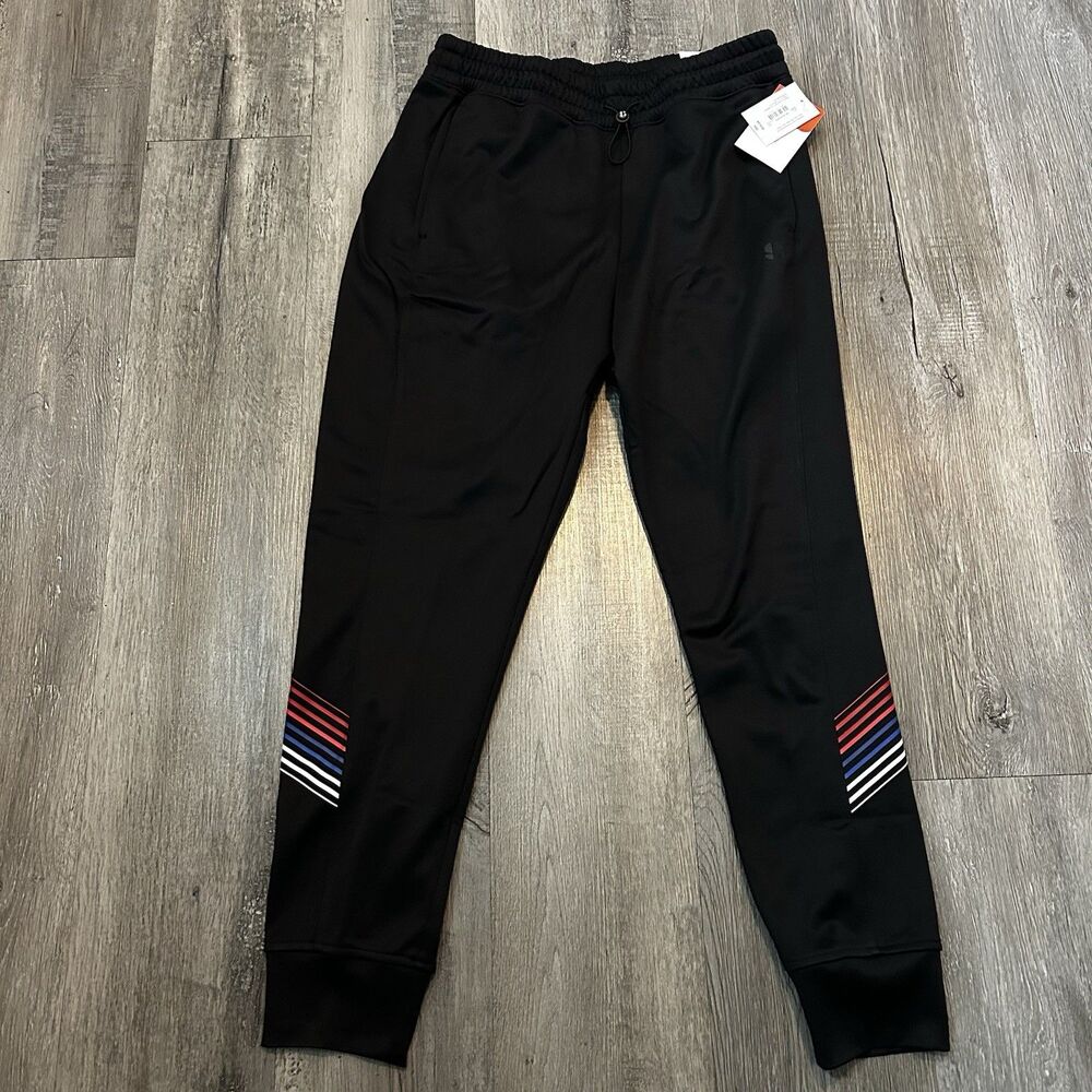 Sports Illustrated Men's Size Medium Black Track Pants Joggers Red Stripe